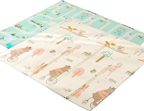 سجادة لعب للأطفال الرضع اللامعة (79×71 بوصة) سجادة أرضية سميكة للأطفال قابلة للعكس للزحف خالية من مادة BPA (79×71×0.4 بوصة، حفلة الدب) in Kuwait