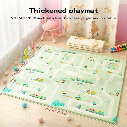سجادة لعب للأطفال الرضع اللامعة (79×71 بوصة) سجادة أرضية سميكة للأطفال قابلة للعكس للزحف خالية من مادة BPA (79×71×0.4 بوصة، حفلة الدب) in Kuwait