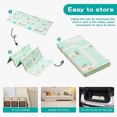 سجادة لعب للأطفال الرضع اللامعة (79×71 بوصة) سجادة أرضية سميكة للأطفال قابلة للعكس للزحف خالية من مادة BPA (79×71×0.4 بوصة، حفلة الدب) in Kuwait