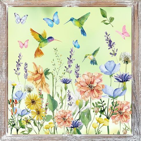 Horaldaily 30 PCS Spring Window Cling Sticker, Watercolor Wildflowers Butterfly Birds for Home Party Supplies Shop Window Glass Display Decoration in Saudi Arabia