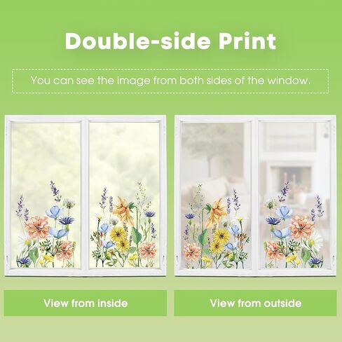 Horaldaily 30 PCS Spring Window Cling Sticker, Watercolor Wildflowers Butterfly Birds for Home Party Supplies Shop Window Glass Display Decoration in Saudi Arabia