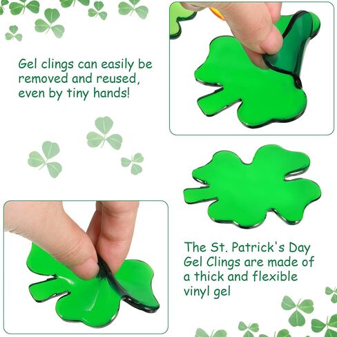 6 Sheets St. Patrick's Day Window Gel Clings Shamrock Gel Stickers Irish Clover Gel Clings Leprechaun Gel Clings Decorations for St. Patrick's Day Party Home Window Decor in Saudi Arabia