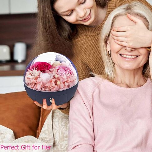 صندوق هدايا الورد الحقيقي الأبدي مع قلادة على شكل قلب، صندوق زهور مسحور للأم والجدة والزوجة والصديقة في عيد الأم وعيد الحب وعيد الميلاد والذكرى السنوية لعيد الميلاد in Kuwait