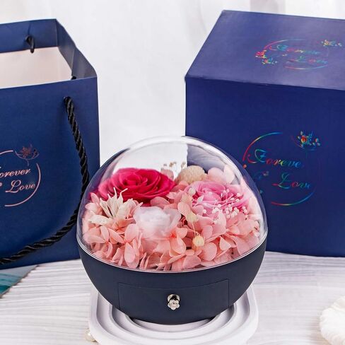 صندوق هدايا الورد الحقيقي الأبدي مع قلادة على شكل قلب، صندوق زهور مسحور للأم والجدة والزوجة والصديقة في عيد الأم وعيد الحب وعيد الميلاد والذكرى السنوية لعيد الميلاد in Kuwait