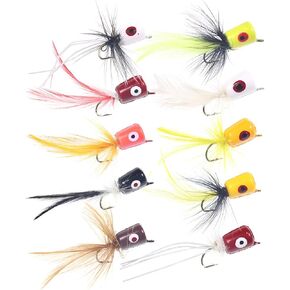 wifreo Fly Fishing Popper Lures for Sunfish Bluegill Crappie Bass Panfish Topwater Popper Fly Fishing/Pack of 10 in Kuwait
