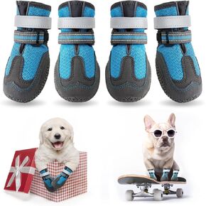 Dog Booties for Hot Pavement Breathable Dog Boots Paw Protector Anti-Slip Dog Summer Shoes with Reflective Straps for Small Medium Large Dogs 4PCS in Saudi Arabia