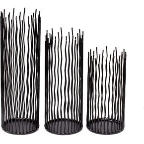 Candle Holders Set of 3 Black Metal Iron Pillar Candlestick Modern Indoor and Outdoor Candlestick Holders for Table Centerpiece Fireplace Mantel Decoration,Home,Party, Wedding,Dining Room Decor in Kuwait