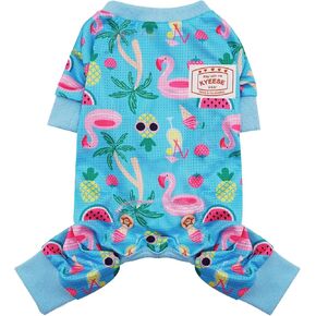 KYEESE Dog Pajamas for Summer Mesh Pjs for Small Dogs Fast-Drying Pet Onesie Lightweight Pet Costume Breathable Puppy Clothes Onesie Comfy UV-Protective Doggie Jammies Flamingo Pattern, Medium in Kuwait