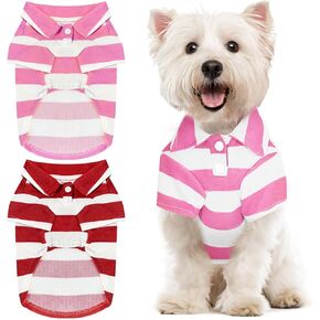 BAEJMJK 2 Pieces Stripe Dog Shirts Breathable Polo T-Shirts for Small Dogs Cats Girl Boy Puppy Sweatshirt for Chiuahaha Poodle Teacup Shihtzu Yorkie Small Pet Doggy Clothes Apparels（Blue+Green,Small）