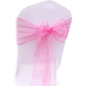 BIT.FLY 25 قطعة من أوشحة كرسي الأورجانزا لتزيين حفلات الزفاف وحفلات الزفاف وأربطة غطاء الكرسي ومستلزمات المناسبات - وردي فاتح in Kuwait