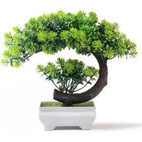 Small Fake Plants/Plastic Artificial Bonsai Tree for Bookshelf Bathroom Home Décor, Farmhouse Zen Garden Room Decor, Tall 8.5" in Kuwait