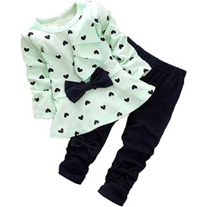 ACMOLIN Cute Toddler Baby Girls Clothes Set Long Sleeve T-Shirt and Pants Kids 2pcs Outfits in Kuwait