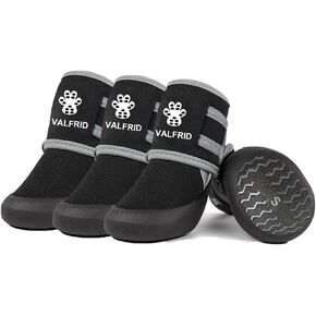 Dog Shoes,Waterproof Dog Rain Boots for Winter Snowy Day,Summer Hot Pavement,Dog Booties for Small Medium Large Dogs,Paw Protector with Reflective Strips Rugged Anti-Slip Rubber Sole Black L in Kuwait