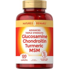 Nature's Reward Glucosamine Chondroitin Triple Strength - 120 Count - with Boswellia, MSM & Turmeric - Non-GMO & Gluten Free Supplement in Kuwait