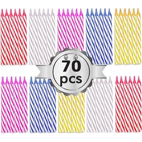 Cwise -70 Count Spiral Cake Candles - Birthday Candles for Cake - Celebration Candles - Spiral Candles - Colors Yellow, Pink, White, Blue, Red - in Kuwait
