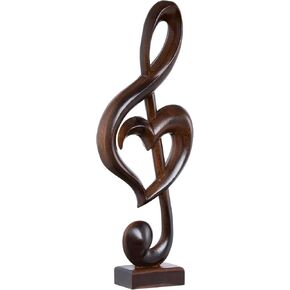 Handicraftviet Wooden Music Note Sculpture for Home Decoration and Music Lovers, Handmade Music Note Figurine Great Gifts for Music Lovers (Music Heart, Black) in Kuwait