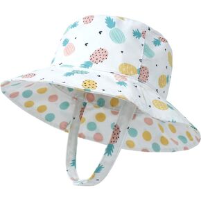 LAPI.ZAPI Baby Sun Hat طباعة نمط عكسها للأطفال الأولاد والبنات قبعة UPF 50+ حماية من الشمس دلو الشاطئ قبعة واسعة الحافة