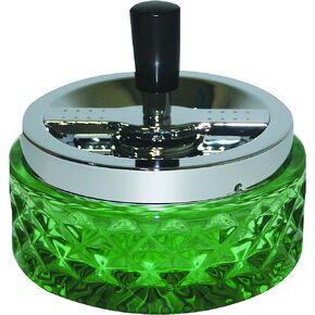 Hank Star 4.75" Round Push Down Glass Ashtray with Spinning Tray ~ Choose Your Own Color (Aqua Blue)