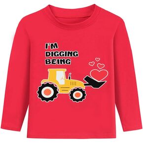 Toddler Vanlentine's Day Outfit Girls - Baby Boys T-Shirt Pullover Long Sleeve Tops Kids Love Truck Kids Heart Raglan