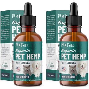 PB Pets Hemp Oil for Dogs and Cats - Organically Grown - Made in USA - Helps with Anxiety, Hip & Joint, Pain, Arthritis, and Stress - with Omega Complex in Saudi Arabia