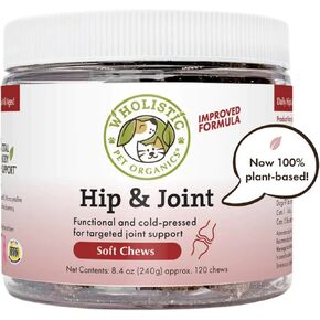 Wholistic Pet Organics Run Free: Dog Hip & Joint Chews - 240 Count - Glucosamine Chondroitin Chews for Dogs - Arthritis Pain Relief Joint Health Supplement - Dog Calming Treat in Kuwait