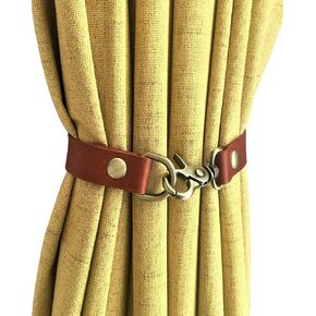 Leather Curtain Tiebacks 2Pcs Leather Curtain Ties Curtain Strap Black Curtain Holdbacks for Office Living Room Curtain Buckle Decorative (Black) in Kuwait