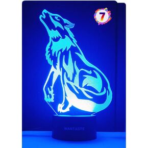 WANTASTE Wolf 3D Night Light for Boys Girls Room, Bedside Lamp Toys Decor Gifts for Kids Baby, 7 Colors Changing Nightlight with Smart Control