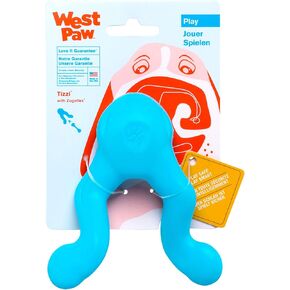 WEST PAW Zogoflex Tizzi Treat Dispensing Dog Toy – Interactive Play Toy for Dogs, Puppies – Floatable, High-Flying Dog Toys for Fetch, Catch, Tug of War, Recyclable, Dishwasher Safe, Large, Tangerine