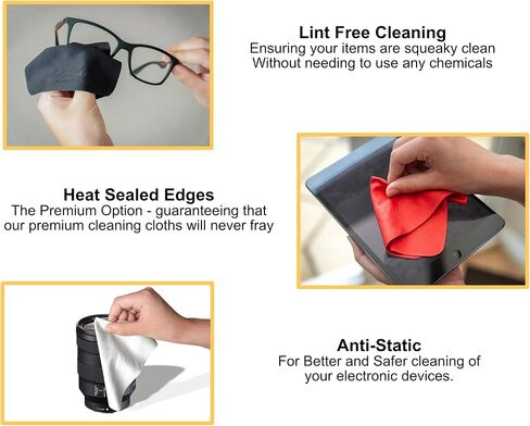Ed Hicks 8* Premium Microfiber Screen Cleaning Cloths 7" x 7" for Cleaner iPad Tablets and Laptop Screens, Safety and Sports Glasses, Ski Goggles, Plus Sized Phones | Multi-Use Storage Pouch Included in Saudi Arabia