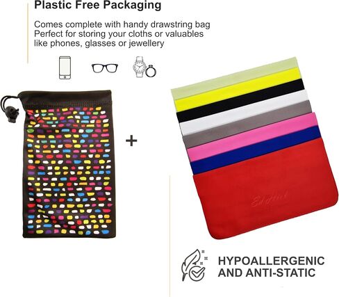 Ed Hicks 8* Premium Microfiber Screen Cleaning Cloths 7" x 7" for Cleaner iPad Tablets and Laptop Screens, Safety and Sports Glasses, Ski Goggles, Plus Sized Phones | Multi-Use Storage Pouch Included in Saudi Arabia