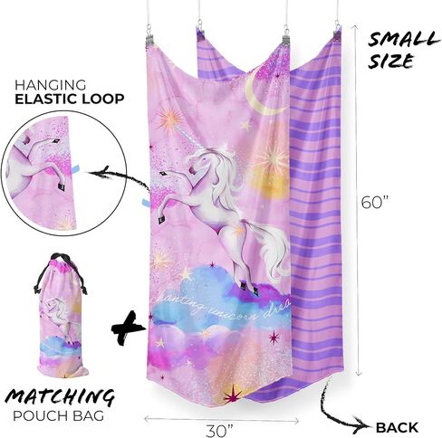 PRIS+SAND Unicorn Quick Dry Beach Towel & Pouch for Kids | Sandproof, Compact Microfiber Towels | Pink - 30" x 60" | Gift for Boys, Girls in Saudi Arabia