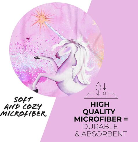 PRIS+SAND Unicorn Quick Dry Beach Towel & Pouch for Kids | Sandproof, Compact Microfiber Towels | Pink - 30" x 60" | Gift for Boys, Girls in Saudi Arabia
