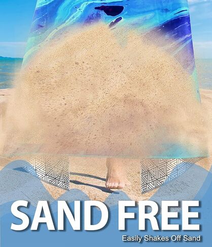 Microfiber Lightweight Beach Towel for Adults - Compact, Personalized, Thin, Sandless for Swimming Pool, Multi Options, Outdoor Travel (Blue River, Large, 72", 36") in Kuwait