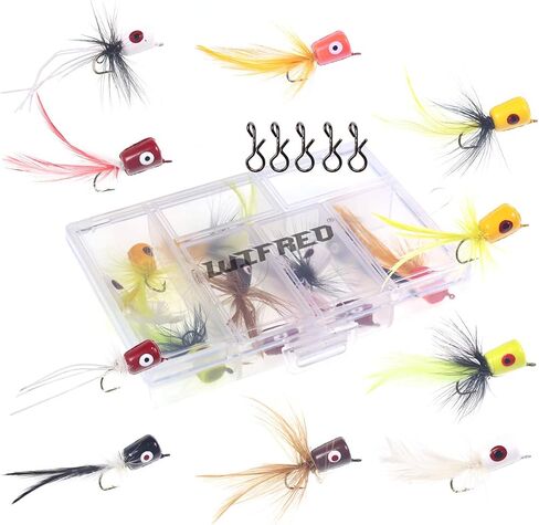 wifreo Fly Fishing Popper Lures for Sunfish Bluegill Crappie Bass Panfish Topwater Popper Fly Fishing/Pack of 10 in Kuwait