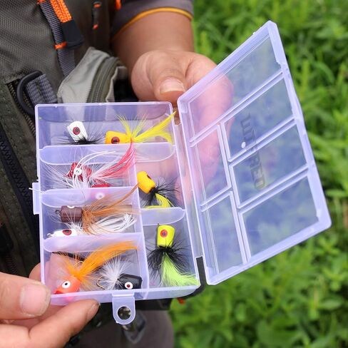wifreo Fly Fishing Popper Lures for Sunfish Bluegill Crappie Bass Panfish Topwater Popper Fly Fishing/Pack of 10 in Kuwait