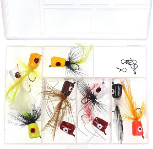 wifreo Fly Fishing Popper Lures for Sunfish Bluegill Crappie Bass Panfish Topwater Popper Fly Fishing/Pack of 10 in Kuwait