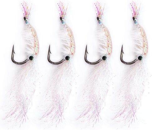Goture 4pcs Fly Fishing Lure Streamer Assortment Shrimp Fly Fishing Flies 3D Eyes Hand-Tied Fly Flies for Trout Bass Fishing in Saudi Arabia