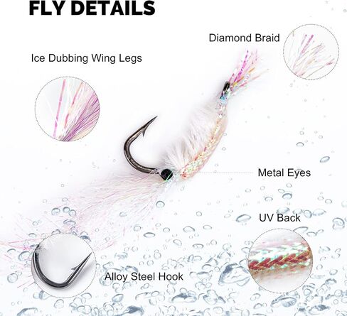Goture 4pcs Fly Fishing Lure Streamer Assortment Shrimp Fly Fishing Flies 3D Eyes Hand-Tied Fly Flies for Trout Bass Fishing in Saudi Arabia