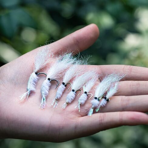 Goture 4pcs Fly Fishing Lure Streamer Assortment Shrimp Fly Fishing Flies 3D Eyes Hand-Tied Fly Flies for Trout Bass Fishing in Saudi Arabia