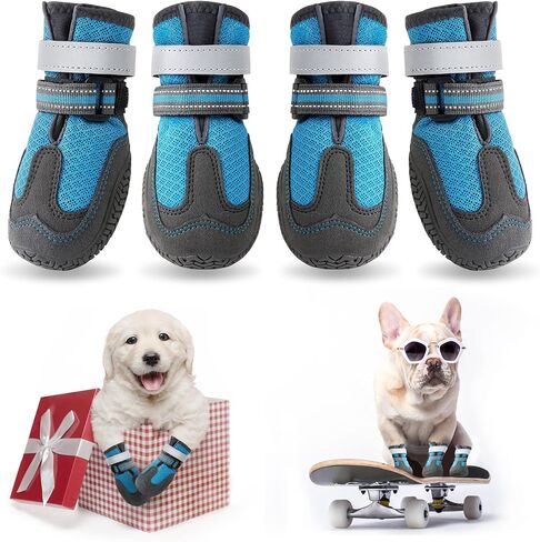 Dog Booties for Hot Pavement Breathable Dog Boots Paw Protector Anti-Slip Dog Summer Shoes with Reflective Straps for Small Medium Large Dogs 4PCS in Saudi Arabia