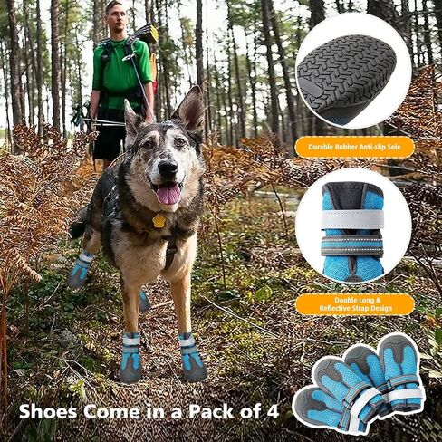 Dog Booties for Hot Pavement Breathable Dog Boots Paw Protector Anti-Slip Dog Summer Shoes with Reflective Straps for Small Medium Large Dogs 4PCS in Saudi Arabia