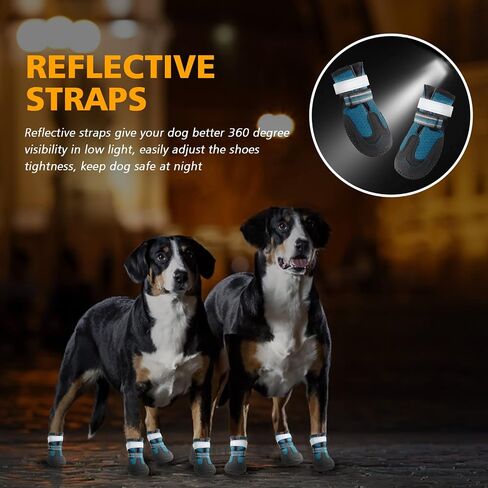 Dog Booties for Hot Pavement Breathable Dog Boots Paw Protector Anti-Slip Dog Summer Shoes with Reflective Straps for Small Medium Large Dogs 4PCS in Saudi Arabia