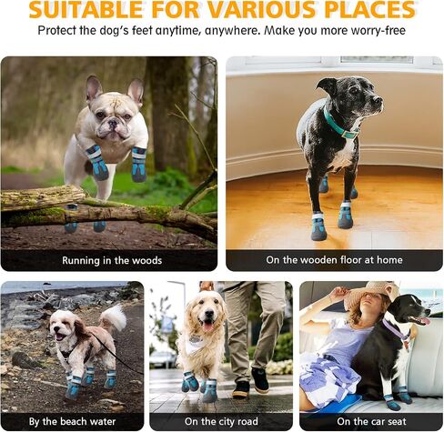 Dog Booties for Hot Pavement Breathable Dog Boots Paw Protector Anti-Slip Dog Summer Shoes with Reflective Straps for Small Medium Large Dogs 4PCS in Saudi Arabia