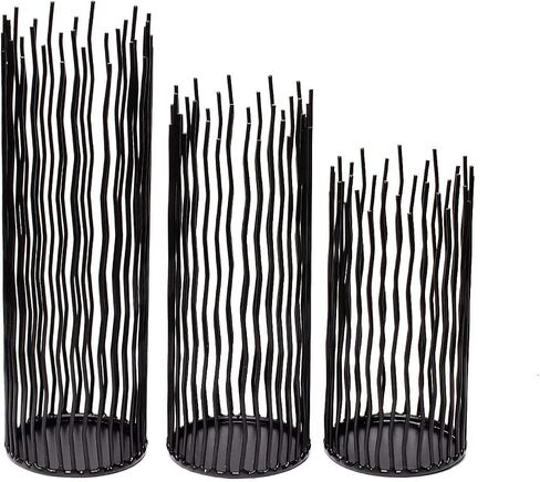 Candle Holders Set of 3 Black Metal Iron Pillar Candlestick Modern Indoor and Outdoor Candlestick Holders for Table Centerpiece Fireplace Mantel Decoration,Home,Party, Wedding,Dining Room Decor in Kuwait