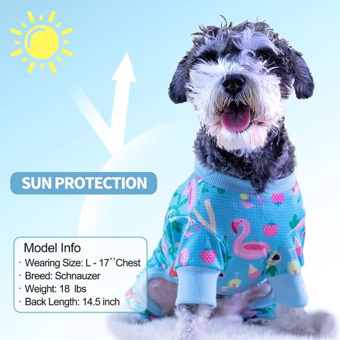 KYEESE Dog Pajamas for Summer Mesh Pjs for Small Dogs Fast-Drying Pet Onesie Lightweight Pet Costume Breathable Puppy Clothes Onesie Comfy UV-Protective Doggie Jammies Flamingo Pattern, Medium in Kuwait