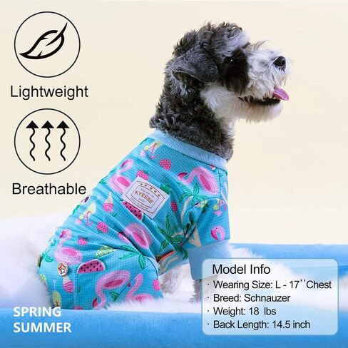 KYEESE Dog Pajamas for Summer Mesh Pjs for Small Dogs Fast-Drying Pet Onesie Lightweight Pet Costume Breathable Puppy Clothes Onesie Comfy UV-Protective Doggie Jammies Flamingo Pattern, Medium in Kuwait