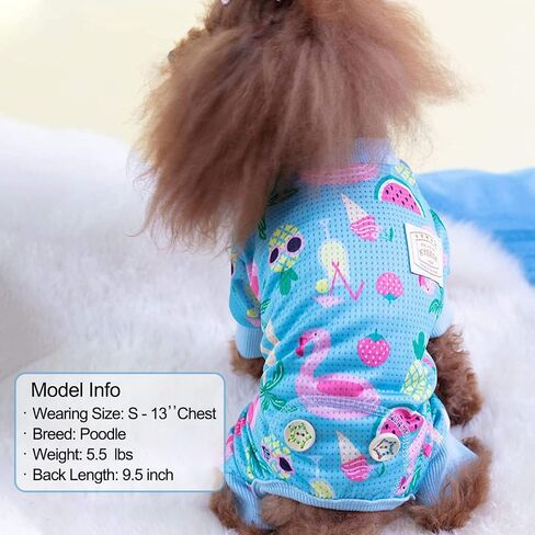 KYEESE Dog Pajamas for Summer Mesh Pjs for Small Dogs Fast-Drying Pet Onesie Lightweight Pet Costume Breathable Puppy Clothes Onesie Comfy UV-Protective Doggie Jammies Flamingo Pattern, Medium in Kuwait