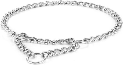 Pettom Martingale Training Chain Dog Collar Metal Slip Pet Choker Collars Chrome Plated Sturdy Rust Proof for Small Medium and Large Dogs in Kuwait