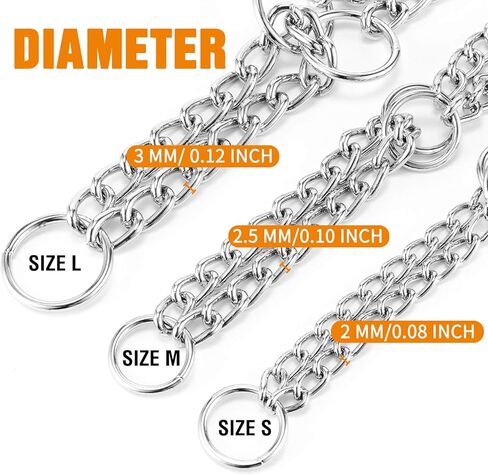 Pettom Martingale Training Chain Dog Collar Metal Slip Pet Choker Collars Chrome Plated Sturdy Rust Proof for Small Medium and Large Dogs in Kuwait