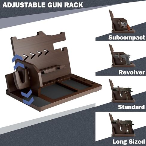 محطة إرساء الهاتف من LMDGDS Wood Gun Rack، منظم شحن منضدة مع حامل مسدس لآمن البندقية، حامل مفاتيح وساعة محفظة وحامل هدية عيد ميلاد للرجال والزوج والأب والصديق in Saudi Arabia